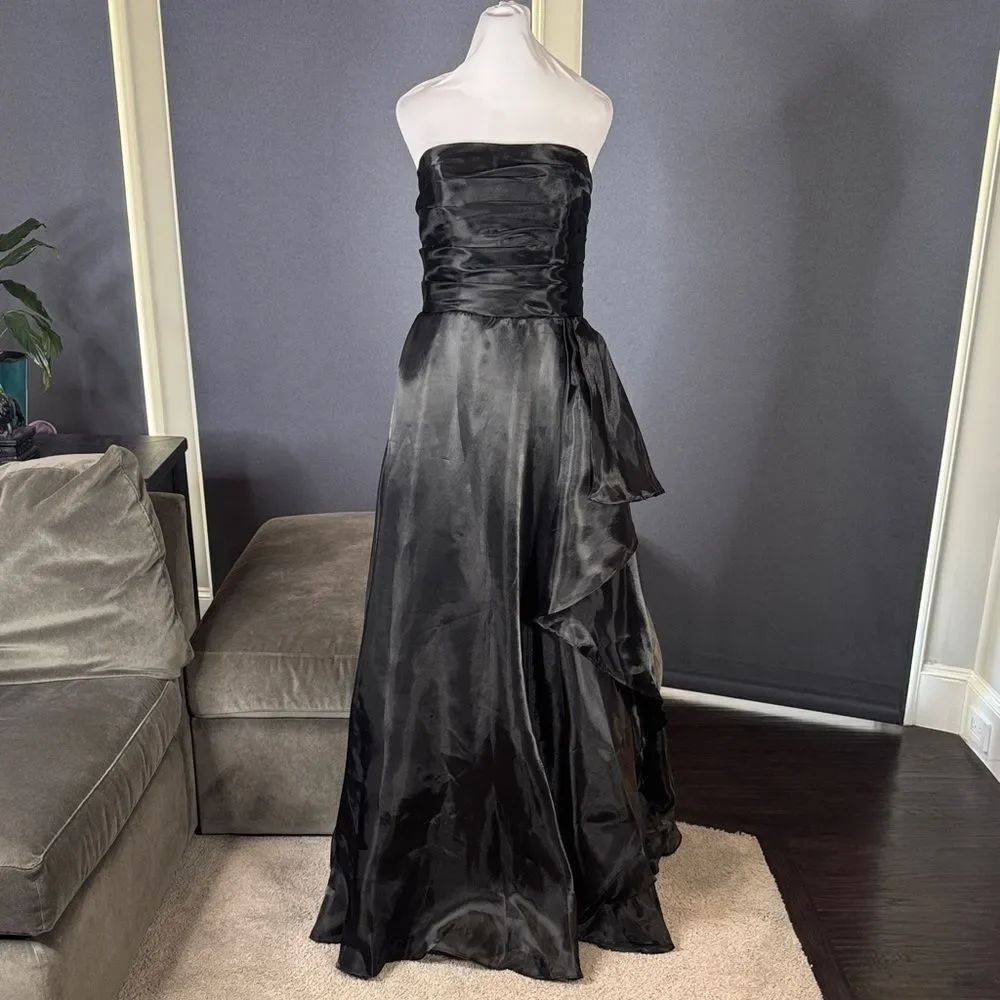 Women’s Black Strapless Full Length Prom Formal Dress Zip Back Size 10 NEW